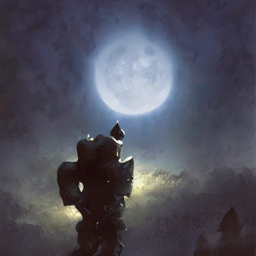 Image similar to a monster in the sky, horryfying, dark night, blue clouds illuminated by the moon, monster illuminated by the moon, eerie by craig mullins