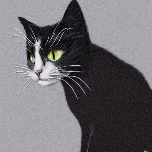Image similar to black cat, cosmic background, artstation, matte painting