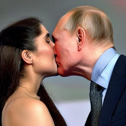 Prompt: kareena kapoor kissing putin