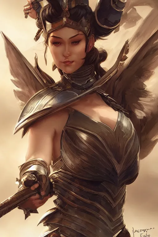 Image similar to amazon valkyrie athena, d & d, fantasy, portrait, highly detailed, headshot, digital painting, trending on artstation, concept art, sharp focus, illustration, art by artgerm and greg rutkowski and magali villeneuve