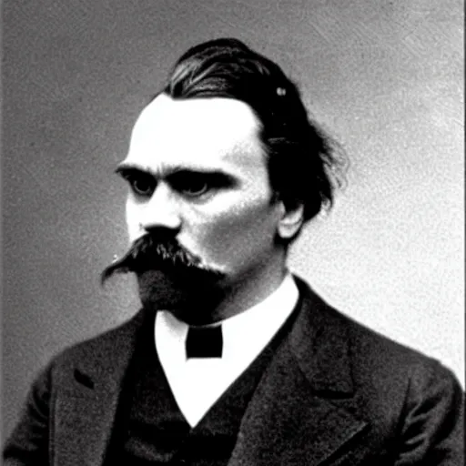 Image similar to friedrich nietzsche with dreads