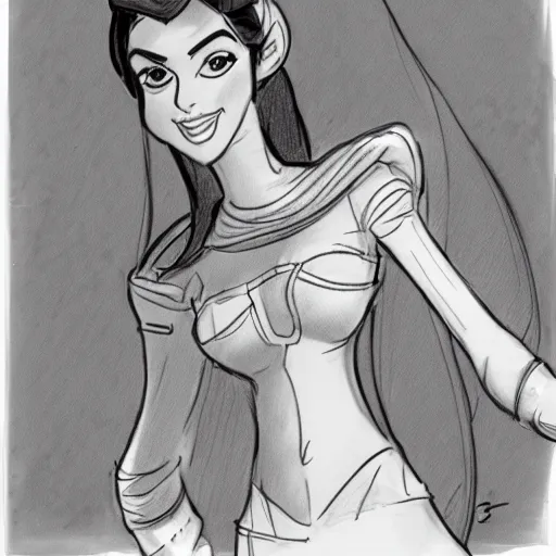 Image similar to milt kahl sketch of victoria justice as princess padme from star wars episode 3