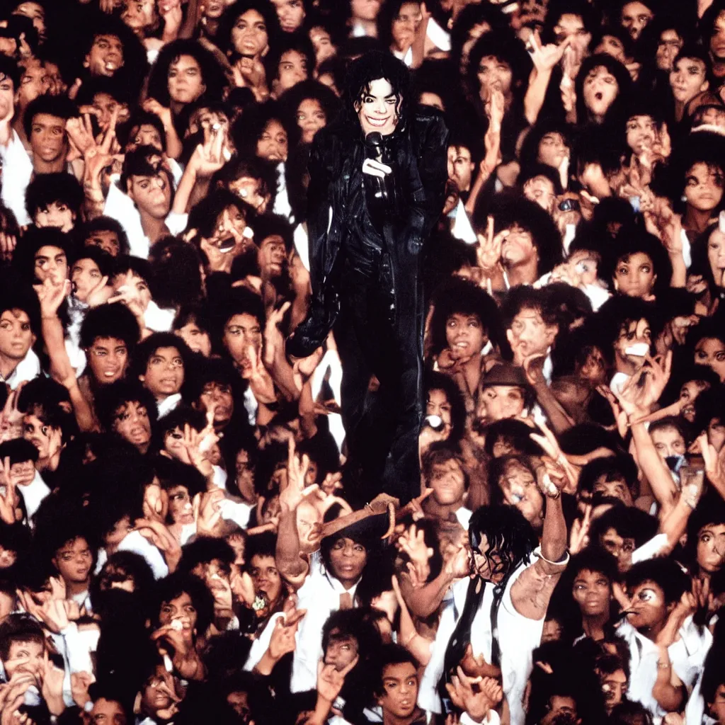 Prompt: michael jackson in a crowd of michael jacksons, photo, 4 k