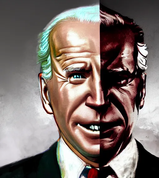 Image similar to portrait of joe biden cosplaying bioshock, by wlop, by simon stalengrad, by ilya repin, bioshock screenshot, photorealistic fan art, gta 5, detailed shading, intricate abstract, steampunk