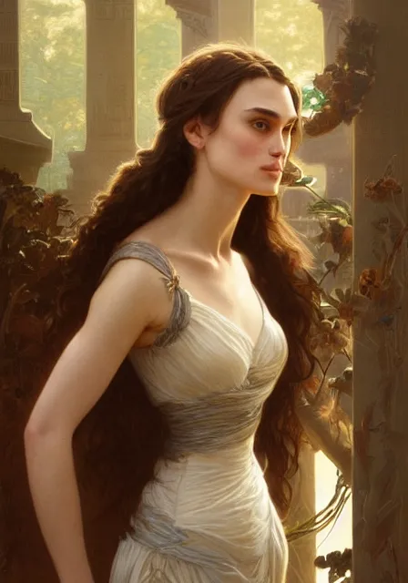 Image similar to leanna stark keira knightley, intricate, elegant, highly detailed, digital painting, artstation, concept art, smooth, sharp focus, illustration, art by artgerm and greg rutkowski and alphonse mucha and william - adolphe bouguereau