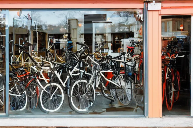 Prompt: bike shop storefront window