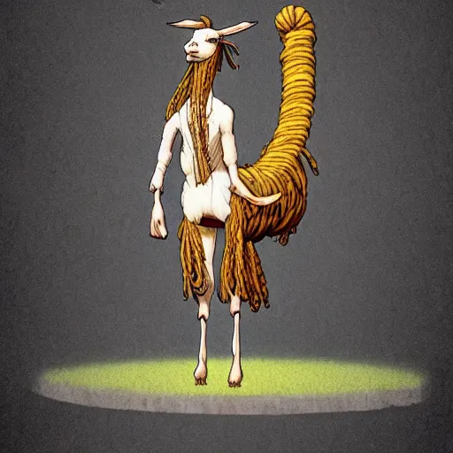 Prompt: llama with dreadlocks, heroic pose, by Katsuhiro Otomo, 4k, artstation