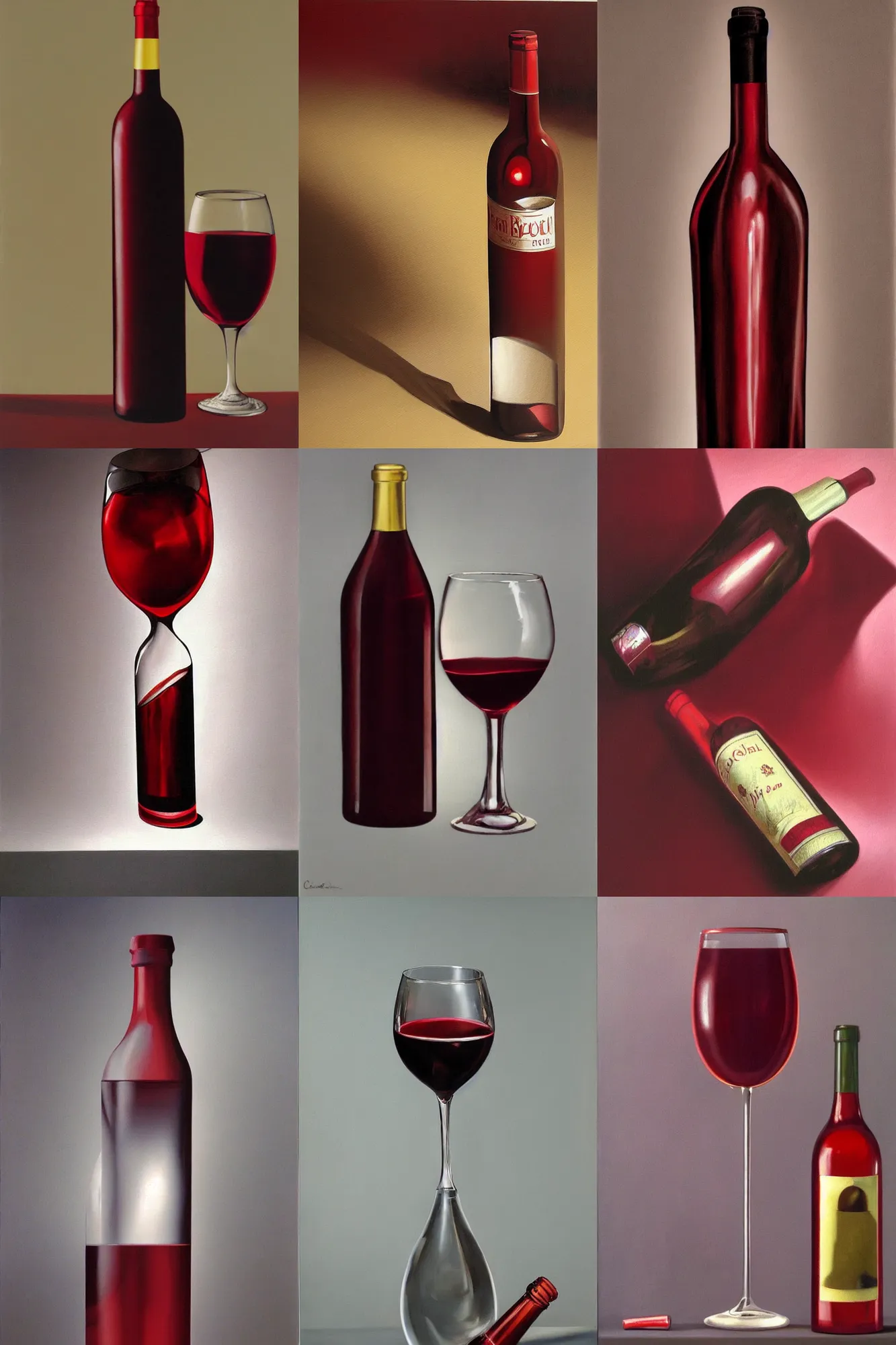 Prompt: an hyper - realistic painting of red wine with clear background in the shape of a bottle, with no visible bottle, by claudio bravo