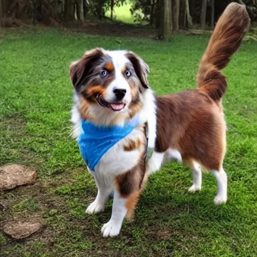 Image similar to australian shepherd with link, breath of the wild style