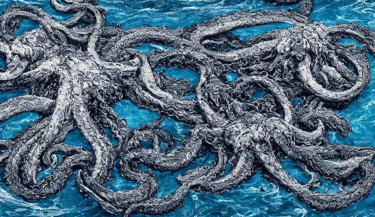 Image similar to kraken in the middle of the sea, hd, hdr, 8 k