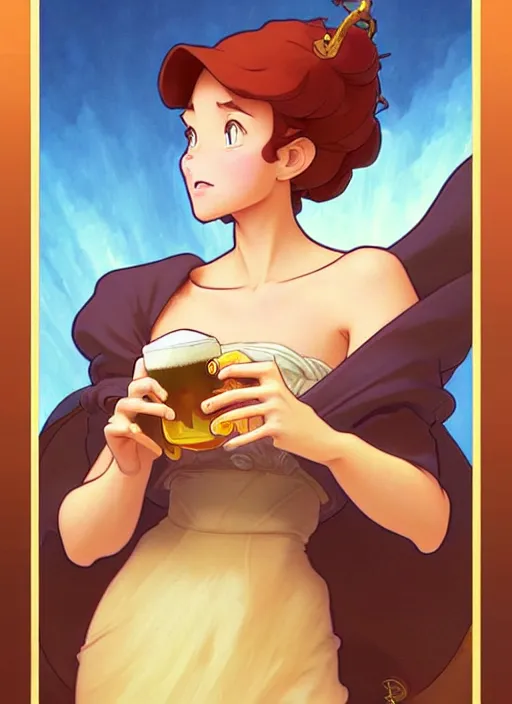 Image similar to cute madidon beer trading card design, natural lighting, path traced, highly detailed, high quality, digital painting, by don bluth and ross tran and studio ghibli and alphonse mucha, artgerm