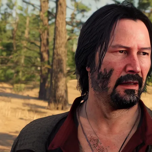 Image similar to Keanu reeves in Red dead redemption 2 4K detail