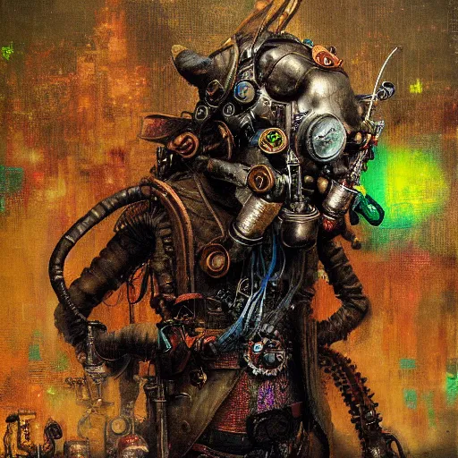 Image similar to steampunk rat, acid, 303, psychedelic, by ruan jia