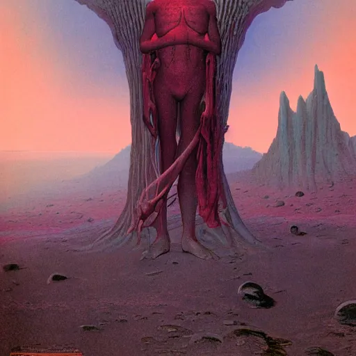 Prompt: a photo of a character in a scenic environment by Wayne Barlowe