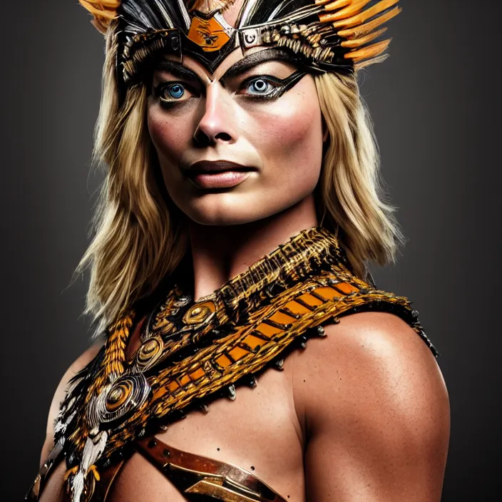 Prompt: full length portrait photograph of a margot robbie as a amazon warrior. Extremely detailed. 8k