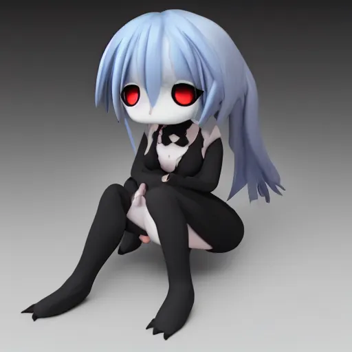 Prompt: cute fumo plush of a void imp who crawled out a hole in reality, anime girl, symmetry, gothic, vray