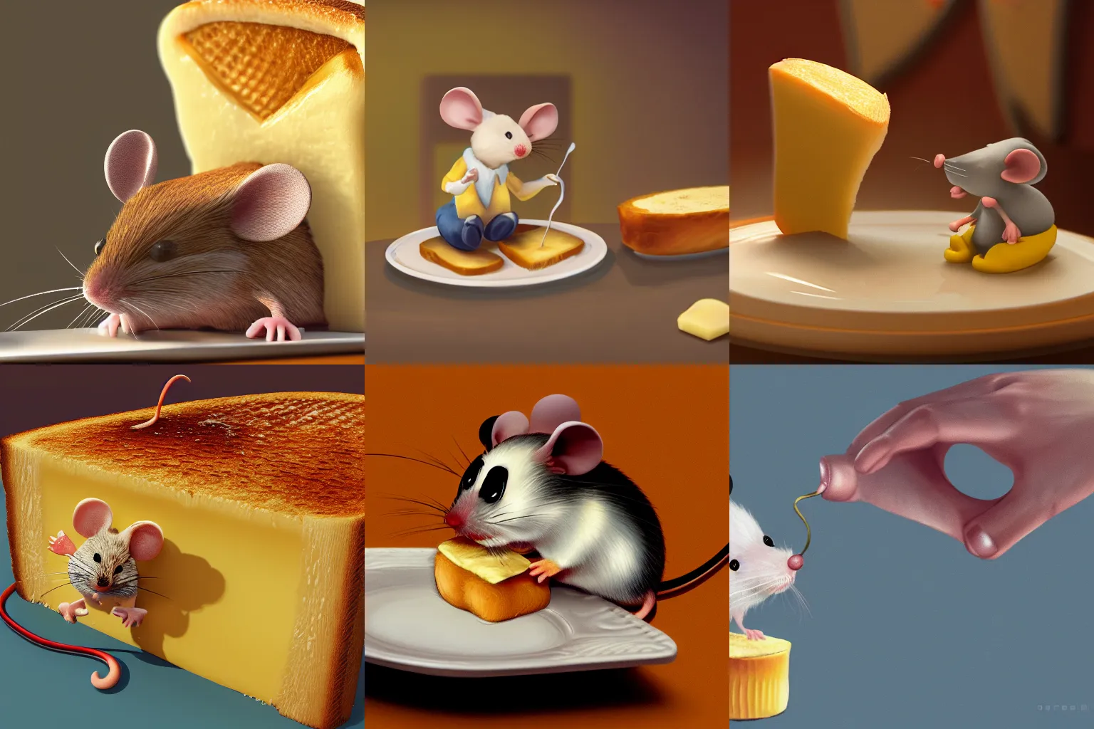 Prompt: a mouse making a butter toast, trending on artstation, 4 k, 8 k