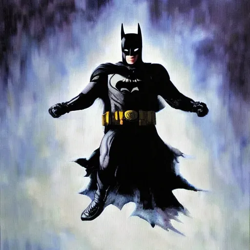 Image similar to Painting of a batman dark knight by Christopher Nolan oil painting