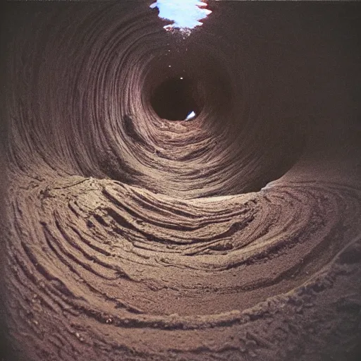 Image similar to infinity nightmare sinkhole, accidentally photographed, accidental photo portra 8 0 0 in the 9 0 s