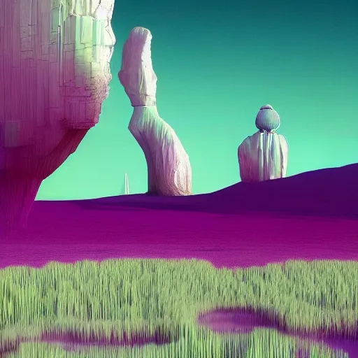 Image similar to A Landscape by Beeple and Salvador Dali