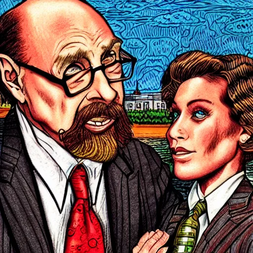 Image similar to The Artwork of R. Crumb and his Cheap Suit Dr. Phil tells you to have more relations, pencil and colored marker artwork, trailer-trash lifestyle