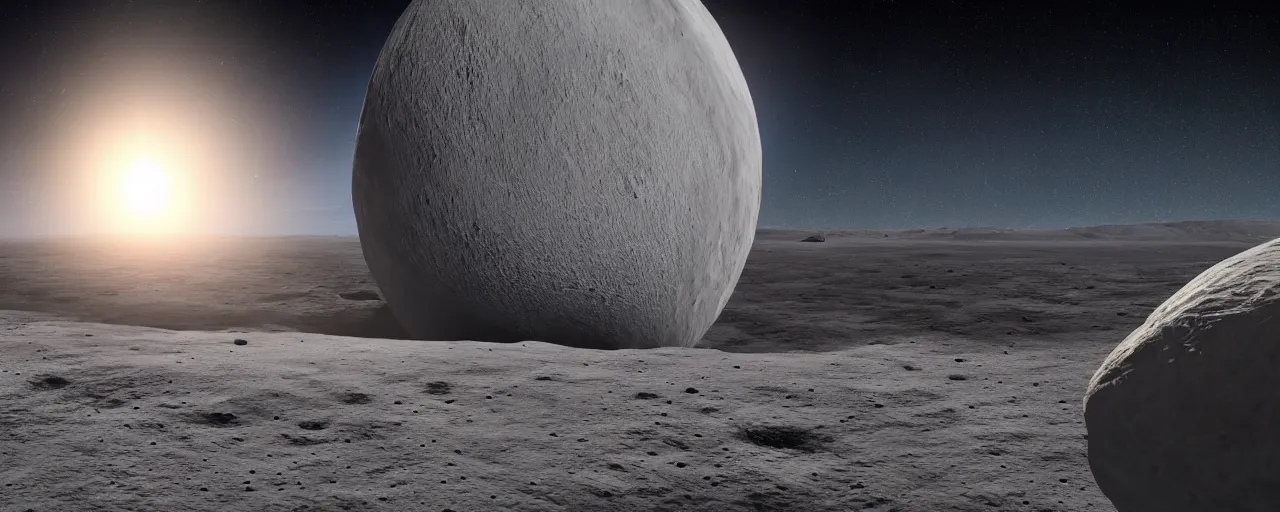 Image similar to Standing on the moon watching earth splitting in half. Hyper realistic. Unreal engine 5, V-ray. Beautiful