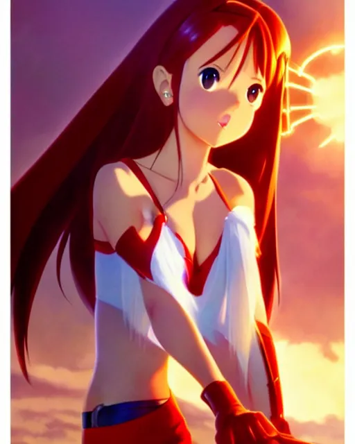 Image similar to pixar movie still pinup photo of asuna from sao, asuna by a - 1 pictures, by greg rutkowski, gil elvgren, enoch bolles, glossy skin, pearlescent, anime, maxim magazine, very coherent