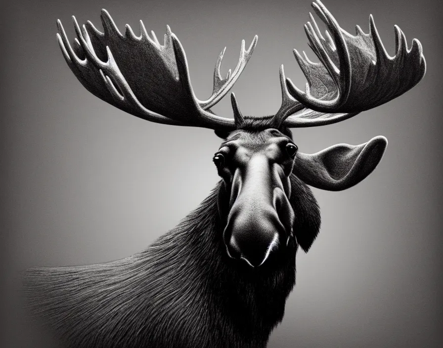 Image similar to moose in ambrotype, digital painting, trending on artstation, sharp focus, 4 k