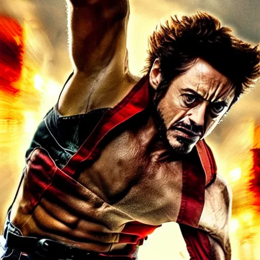 Image similar to robert downey jr as wolverine movie frame