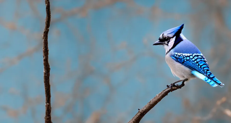 Image similar to Blue Jay, highly textured, blue backdrop, 4K image