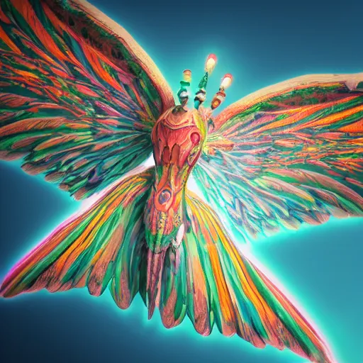 Image similar to still of rainbow ophanim, wings, wheel, mythological, 8 k, octane render, 3 5 mm, amazing details, beautiful composition