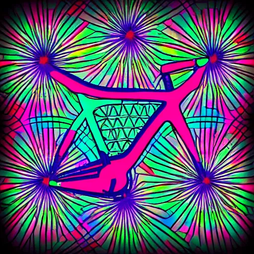 Image similar to psychedelic bicycle, grid art