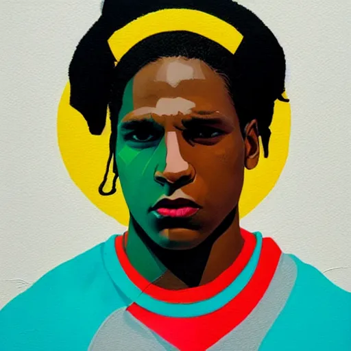 Prompt: Asap Rocky Painting by Sachin Teng, asymmetrical, Organic Painting , Matte Painting, geometric shapes, hard edges, graffiti, street art,:2 by Sachin Teng:4