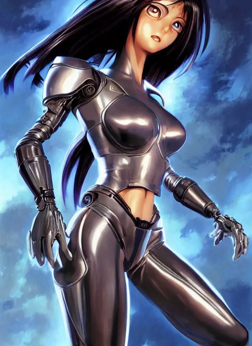 Image similar to ( battle angel alita ) manga cover, by stanley artgerm lau