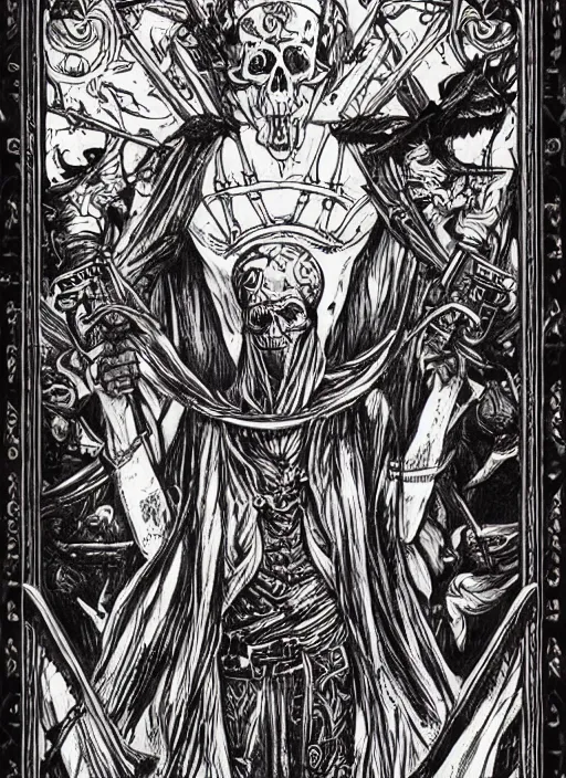 Image similar to tarot card template death _ by _ filipe _ pagliuso _ and _ justin _ gerard _ symmetric _ fantasy _ highly _ detailed _ realistic _ intricate _ port