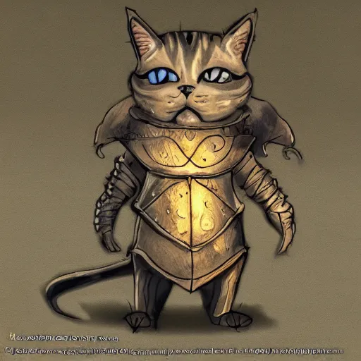 Image similar to cat inspired by dark souls style