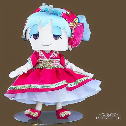 Image similar to fumo plush of a cute little princess wearing thai traditional dress, anime girl