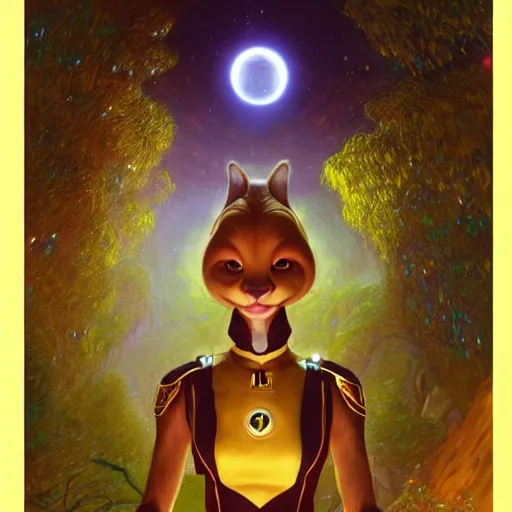 Prompt: a portrait of a female alien in starfleet uniform at night in a dark forest. zootopia fursona furaffinity furry art detailed face painting by gaston bussiere craig mullins jc leyendecker gustav klimt artgerm greg rutkowski furry