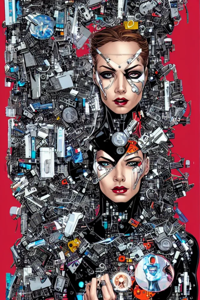 Image similar to a portrait of a beautiful cybernetically enhanced woman, by marvel comics and sandra chevrier