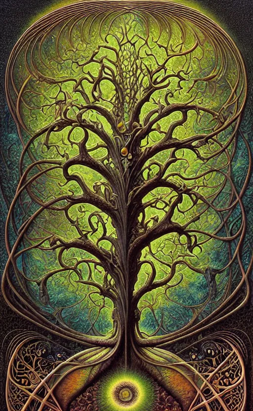 Image similar to tree of life by roger dean and andrew ferez, art forms of nature by ernst haeckel, divine chaos engine, symbolist, visionary, art nouveau, botanical fractal structures, organic, detailed, realistic, surreality