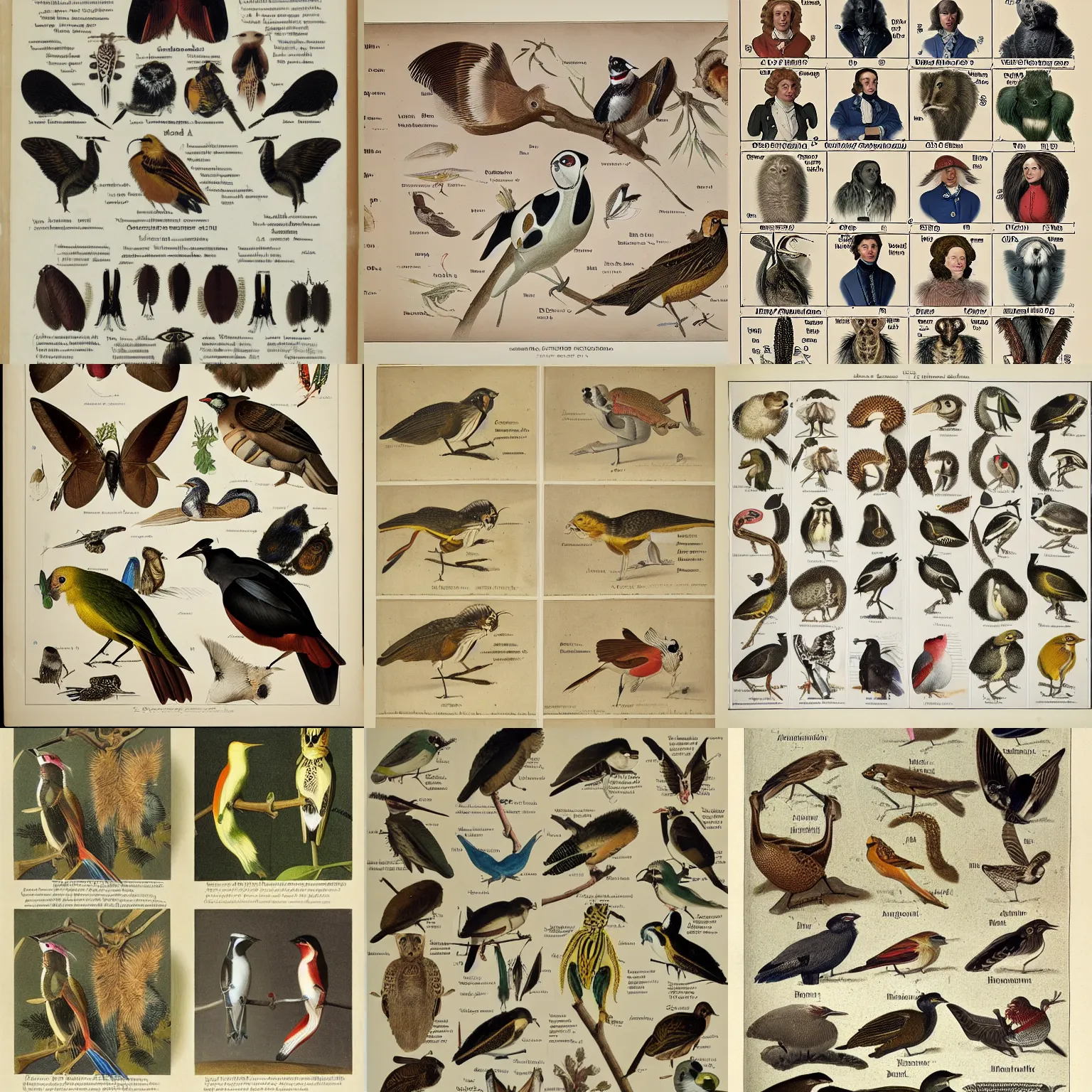 Prompt: field guide for identifying diffrent species of ai resesrchers, showing an example of a male and female of each species, by john james audubon