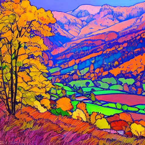 Image similar to beautiful autumnal scottish valley view by erin hanson