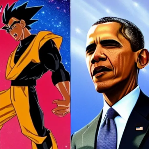 Image similar to Obama as a super saiyan