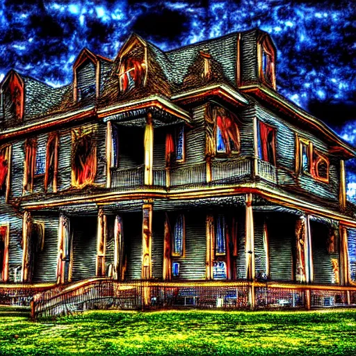 Prompt: Haunted House in the style of Alex Grey Cosm HDR