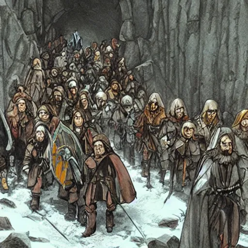 Image similar to followship of the ring entering moria moutain