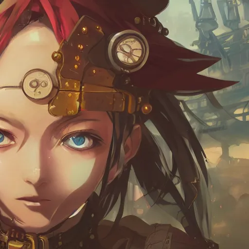 Image similar to steam punk, chrono trigger, detailed anime characters, highly rendered faces, vivid light, greg rutkowski, uhd, uhd uhd uhd, 8 k, shallow depth of field, intricate detail, concept art!