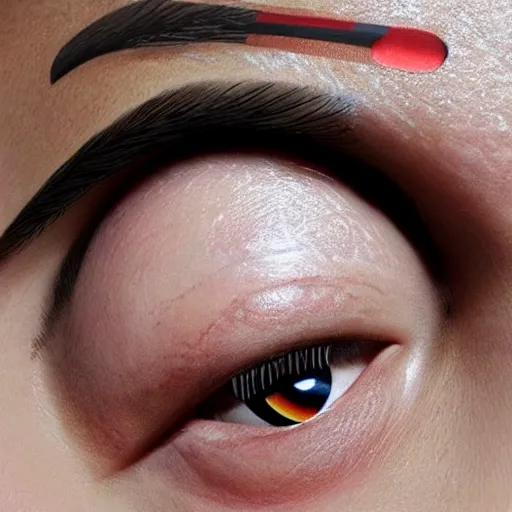 Image similar to eyebrows in the shape of the McDonalds logo, photorealistic, detailed