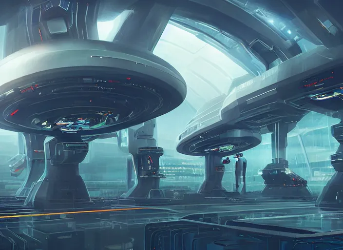 Image similar to cult of technology, exterior of scifi temple, machines, robots, ultra realistic, transparent labs, computers, highly detailed, futuristic landscape, city, utopian architecture, atmosphere, masterpiece, holy place, epic lighting, glowing wires, mysterious, 4 k, cinematic, art by patryk olkiewicz and chris ostrowski and liang yao