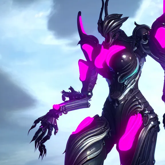 Prompt: highly detailed giantess shot, looking up at a giant beautiful stunning saryn prime female warframe, as a stunning anthropomorphic robot female dragon, looming over you, dancing elegantly over you, sleek bright white armor with glowing fuchsia accents, proportionally accurate, anatomically correct, sharp detailed robot dragon paws, two arms, two legs, camera close to the legs and feet, giantess shot, furry shot, upward shot, ground view shot, foot paw shot, leg and hip shot, elegant shot, epic low shot, high quality, captura, realistic, sci fi, professional digital art, high end digital art, furry art, macro art, giantess art, anthro art, DeviantArt, artstation, Furaffinity, 3D realism, 8k HD octane render, epic lighting, depth of field