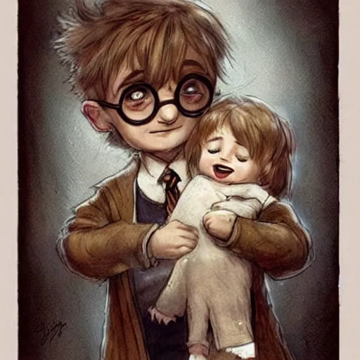 Image similar to ( ( ( ( ( 1 9 5 0 s cute chibi baby harry potter. muted colors. ) ) ) ) ) by jean - baptiste monge!!!!!!!!!!!!!!!!!!!!!!!!!!!